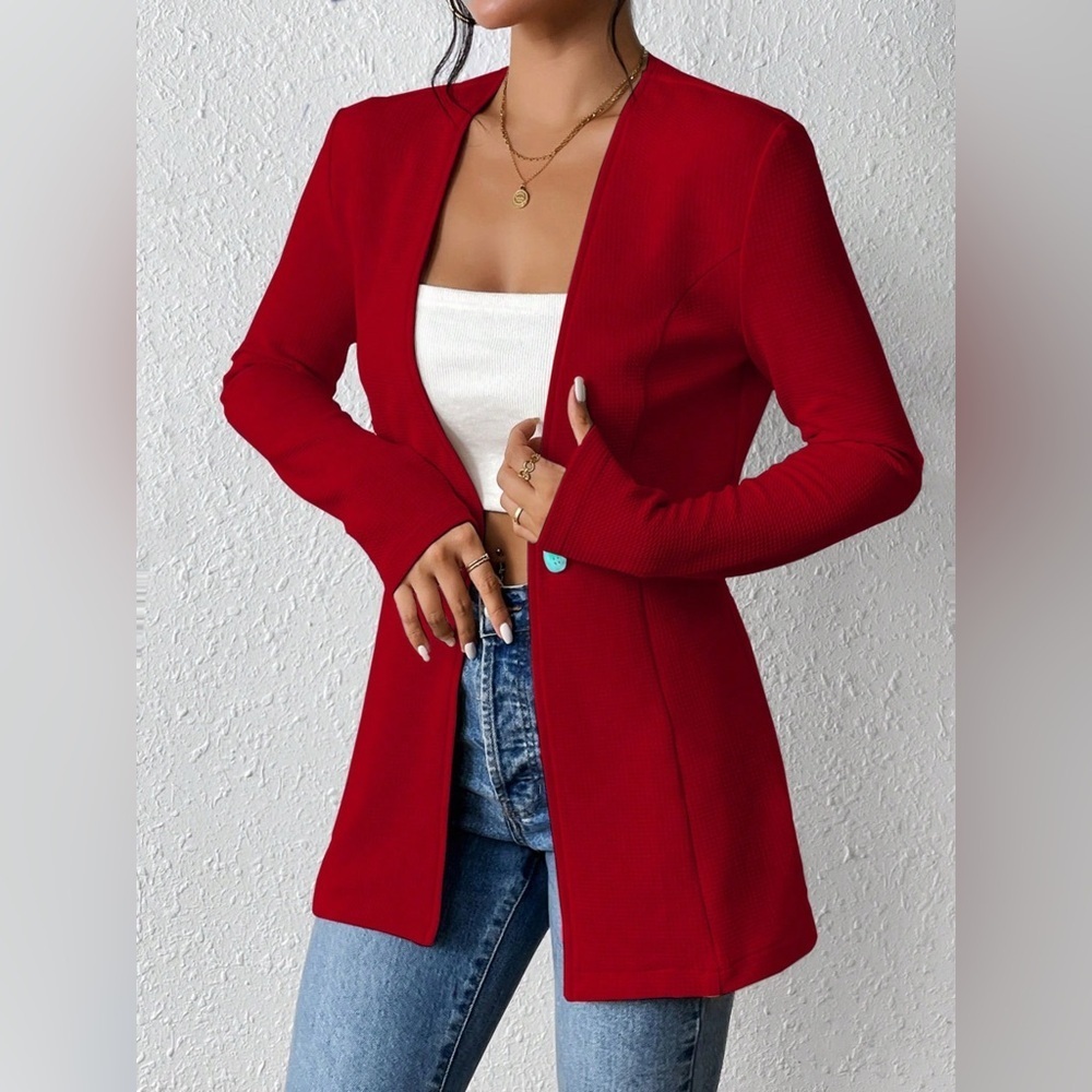 Single-Button Long Sleeve Blazer